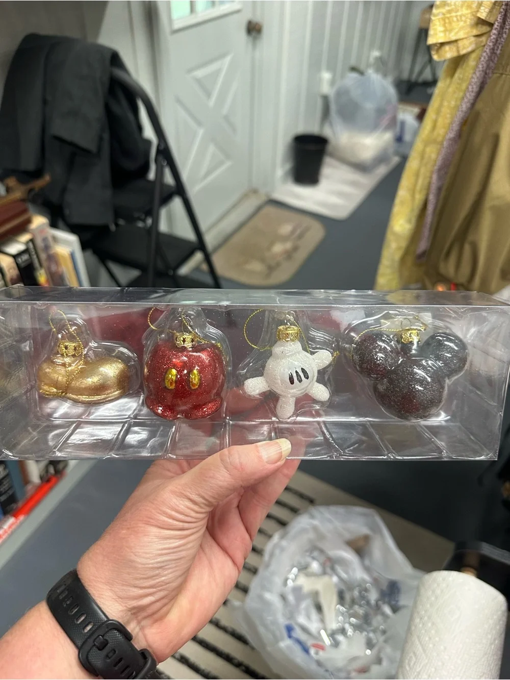 Vintage Disney Mickey Mouse Small Christmas Ornaments Set of 4 NIB